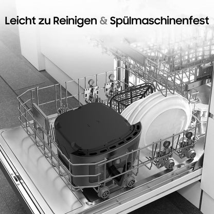 Freidora de Aire XXL 9L - Freidora de Aire Sin Aceite con Pantalla Táctil LED Digital, 8 Programas, Modo Agitación, 1800W, Libro de Recetas, Ventana Grande