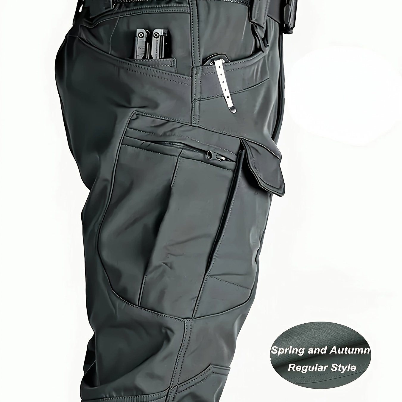 Pantalones de trabajo para hombre con múltiples bolsillos - Tejido elástico y transpirable con cintura ajustable y diseño de cremallera, lavable en máquina, ajuste regular, pantalones suéter para actividades al aire libre y ropa de trabajo duradera, panta