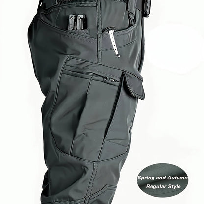 Pantalones de trabajo para hombre con múltiples bolsillos - Tejido elástico y transpirable con cintura ajustable y diseño de cremallera, lavable en máquina, ajuste regular, pantalones suéter para actividades al aire libre y ropa de trabajo duradera, panta