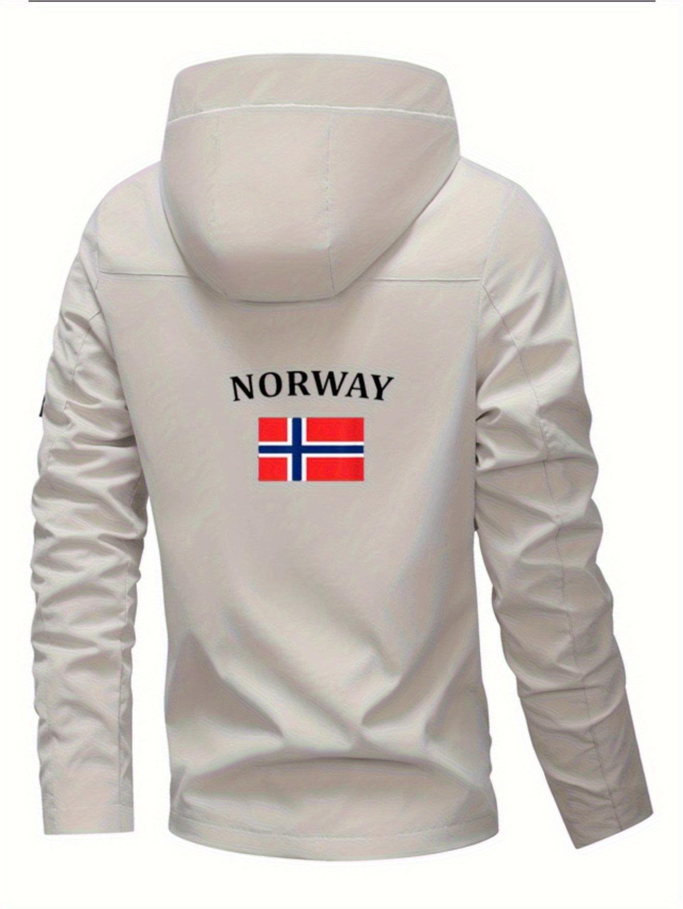 Chaqueta cortavientos para hombre y mujer con estampado de la bandera de Noruega - Cortavientos para exteriores para todas las estaciones, abrigo con capucha y cremallera completa con bolsillos con cremallera, poliéster lavable a máquina para senderismo,