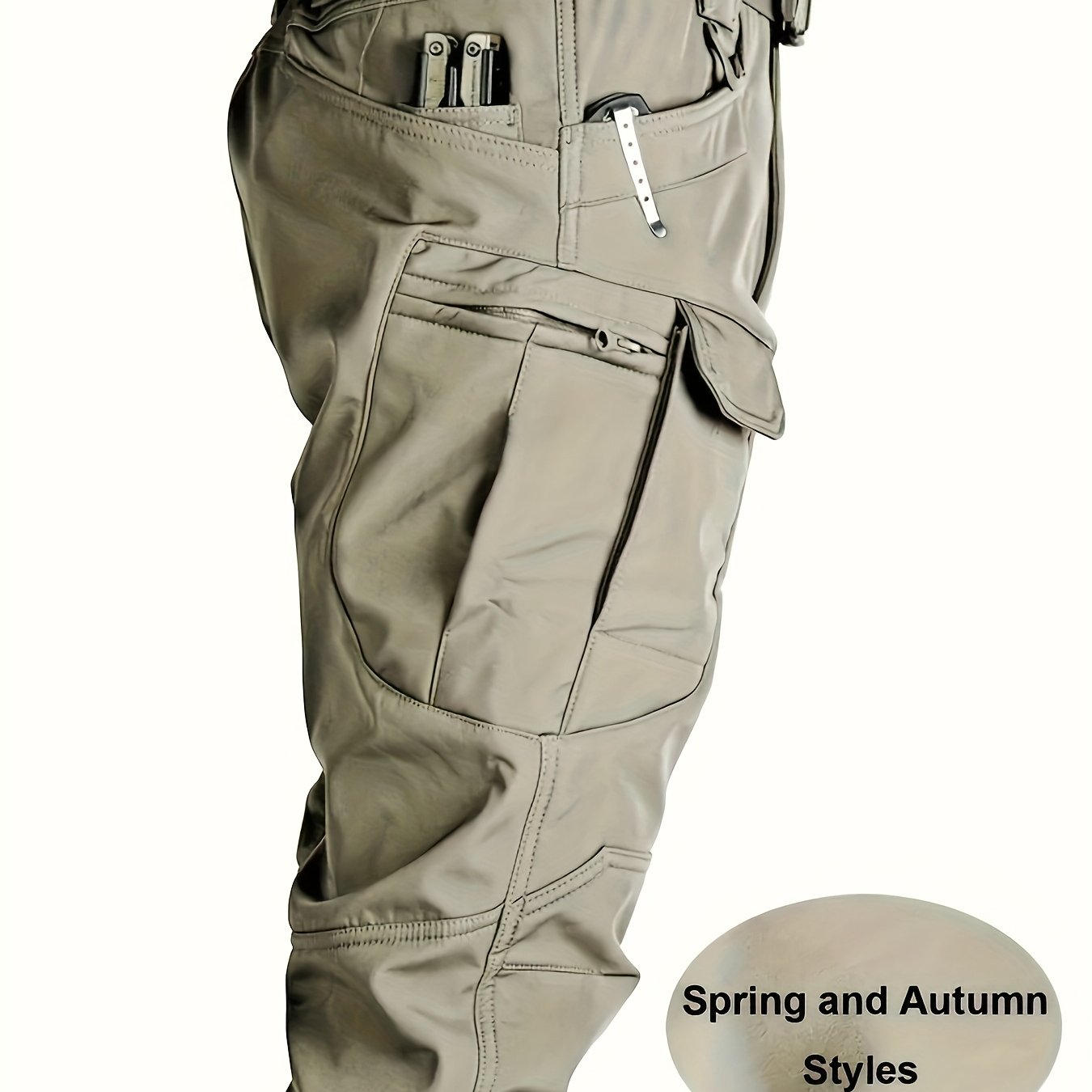 Pantalones de trabajo para hombre con múltiples bolsillos - Tejido elástico y transpirable con cintura ajustable y diseño de cremallera, lavable en máquina, ajuste regular, pantalones suéter para actividades al aire libre y ropa de trabajo duradera, panta