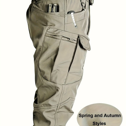 Pantalones de trabajo para hombre con múltiples bolsillos - Tejido elástico y transpirable con cintura ajustable y diseño de cremallera, lavable en máquina, ajuste regular, pantalones suéter para actividades al aire libre y ropa de trabajo duradera, panta