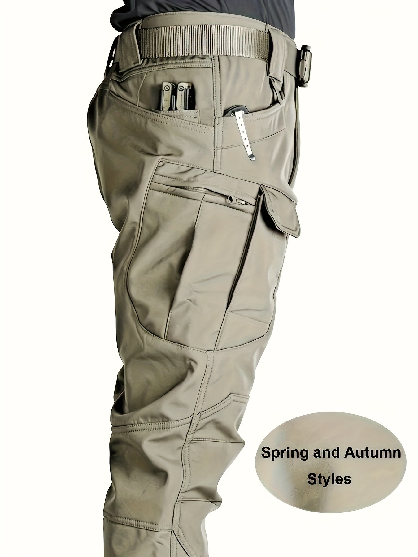 Pantalones de trabajo para hombre con múltiples bolsillos - Tejido elástico y transpirable con cintura ajustable y diseño de cremallera, lavable en máquina, ajuste regular, pantalones suéter para actividades al aire libre y ropa de trabajo duradera, panta