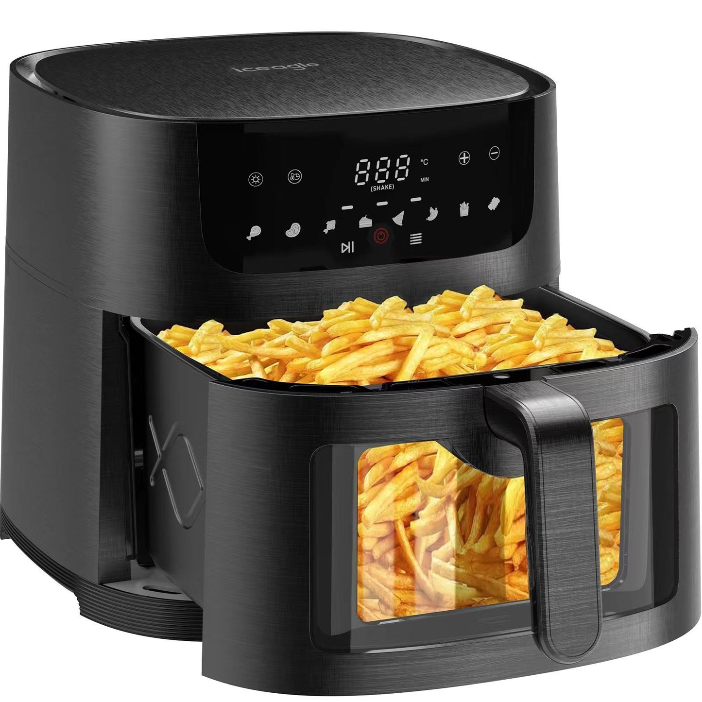 Freidora de Aire XXL 9L - Freidora de Aire Sin Aceite con Pantalla Táctil LED Digital, 8 Programas, Modo Agitación, 1800W, Libro de Recetas, Ventana Grande