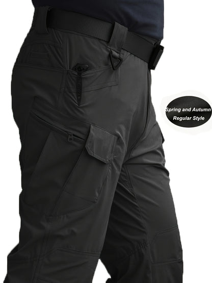 Pantalones de trabajo para hombre con múltiples bolsillos - Tejido elástico y transpirable con cintura ajustable y diseño de cremallera, lavable en máquina, ajuste regular, pantalones suéter para actividades al aire libre y ropa de trabajo duradera, panta