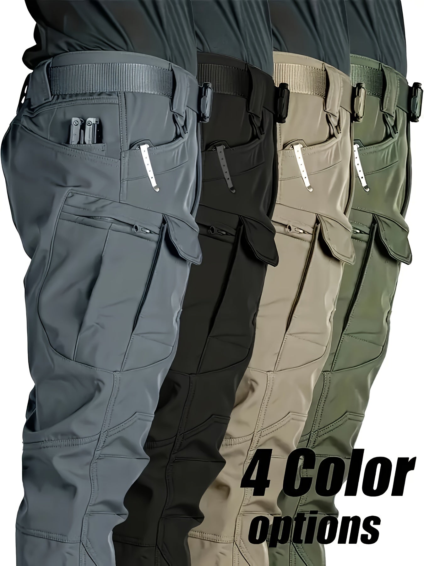 Pantalones de trabajo para hombre con múltiples bolsillos - Tejido elástico y transpirable con cintura ajustable y diseño de cremallera, lavable en máquina, ajuste regular, pantalones suéter para actividades al aire libre y ropa de trabajo duradera, panta